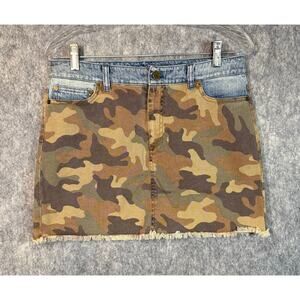 Michael Kors Womens Denim Camo Size 4 Mini Jean Skirt EUC